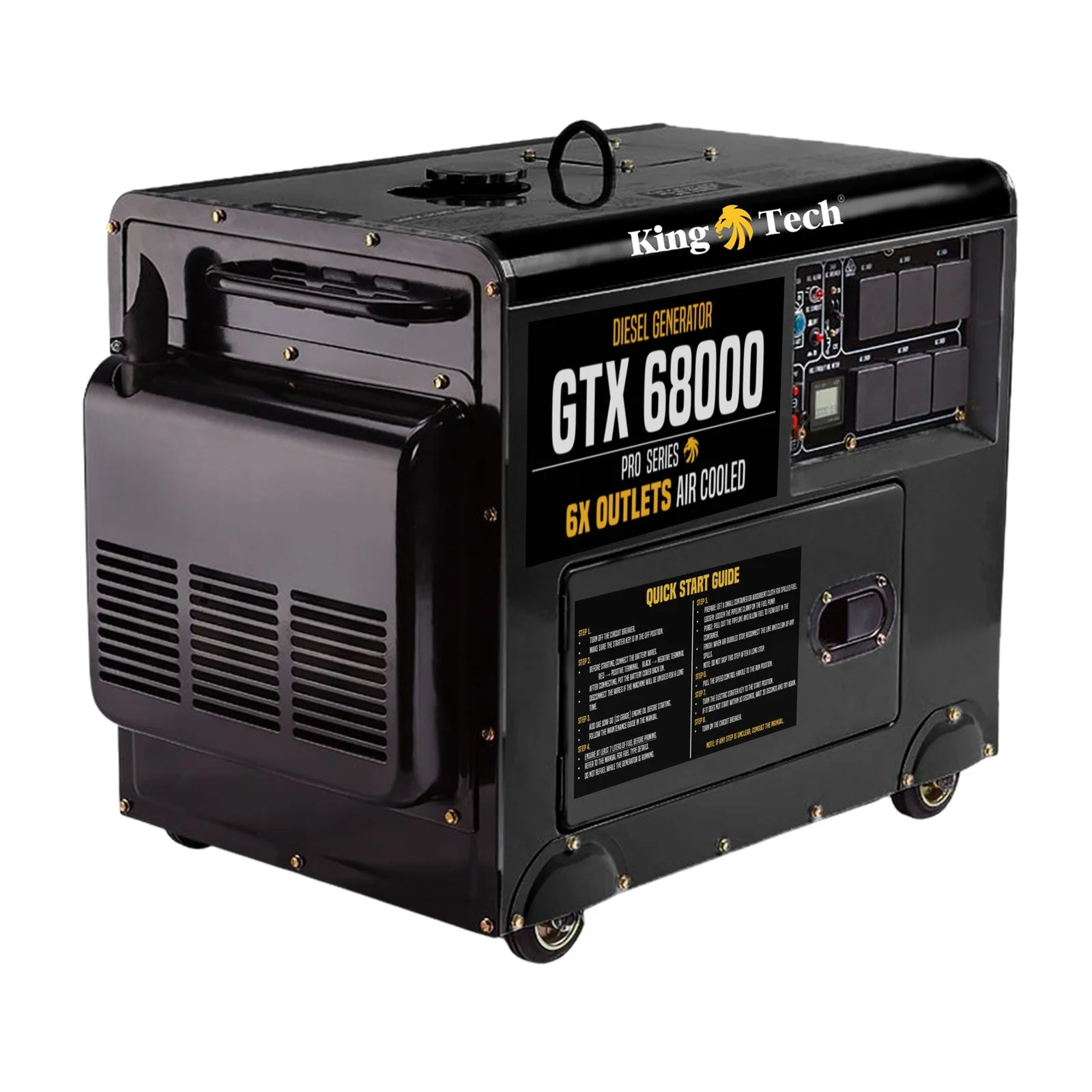 Diesel Generator Single Phase 8.4kw Rated Diesel 6kw 13hp Portable 6 outlets