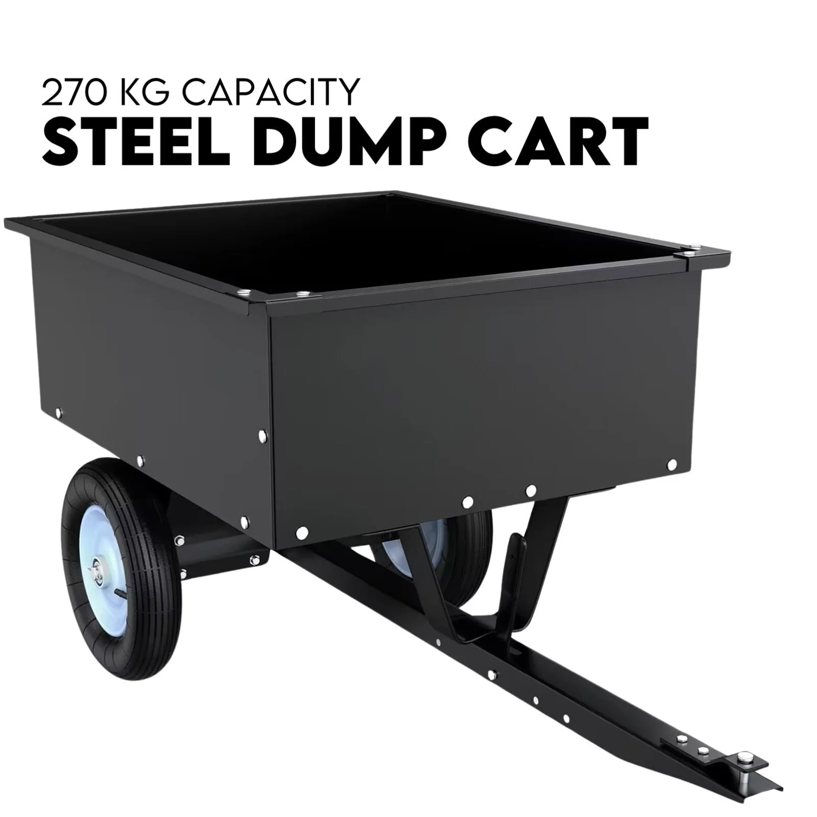  270kg Steel Dump Cart for Ride on Mower ATV Metal Garden Trailer