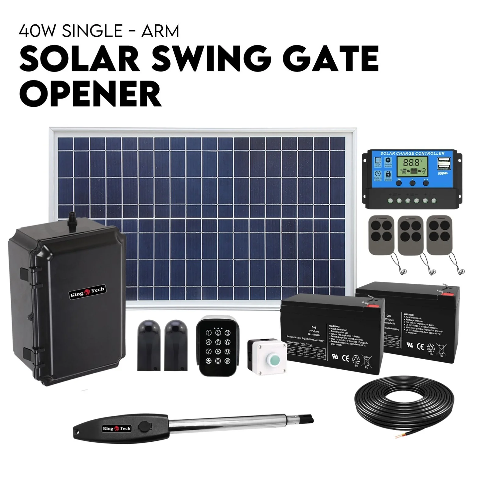 Swing Gate Opener Automatic Full Solar Power Kit Remote Control