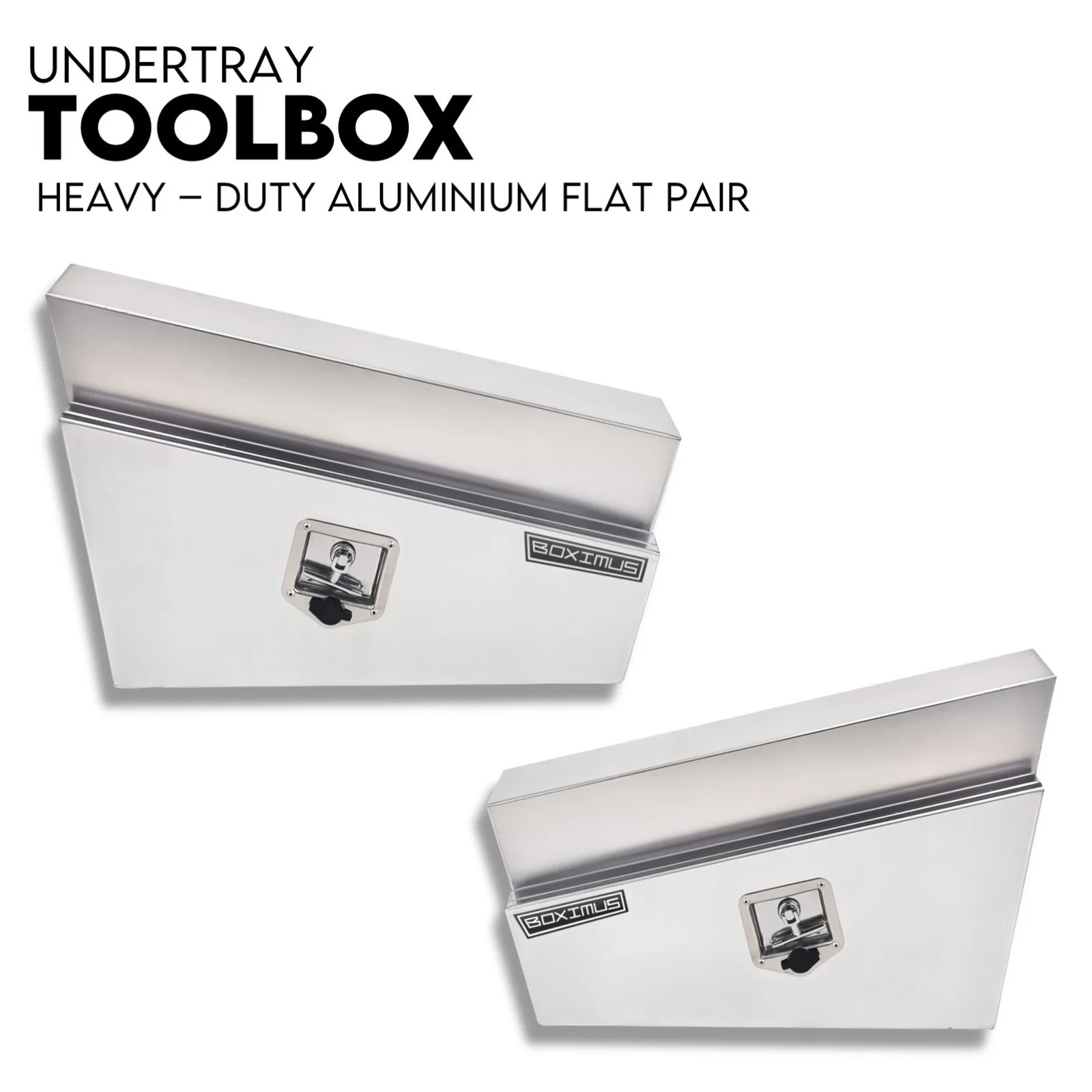 750mm Pair of Undertray Toolbox Aluminium Under Tray Underbody Tool Box Flat UTE