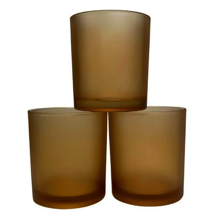 10 Pack Brown Frosted Glass Votive Tealight Candle Holders House Party Centerpiece Xmas Wedding Decor Glass Candlestick Party Decorations Bridal Valentines Event