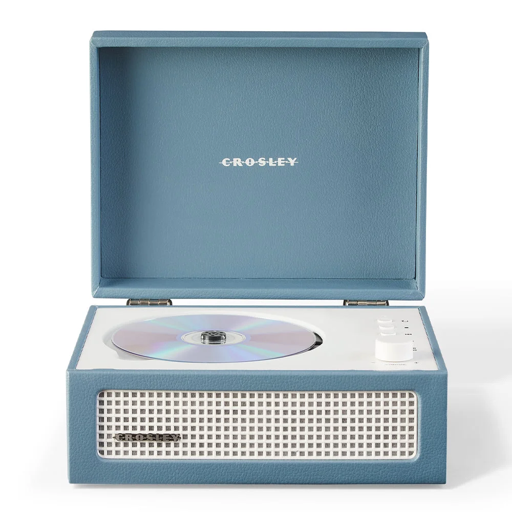 Crosley Voyager Portable Retro CD Player with Stereo Bluetooth Speakers, FM Radio - Washed Blue
