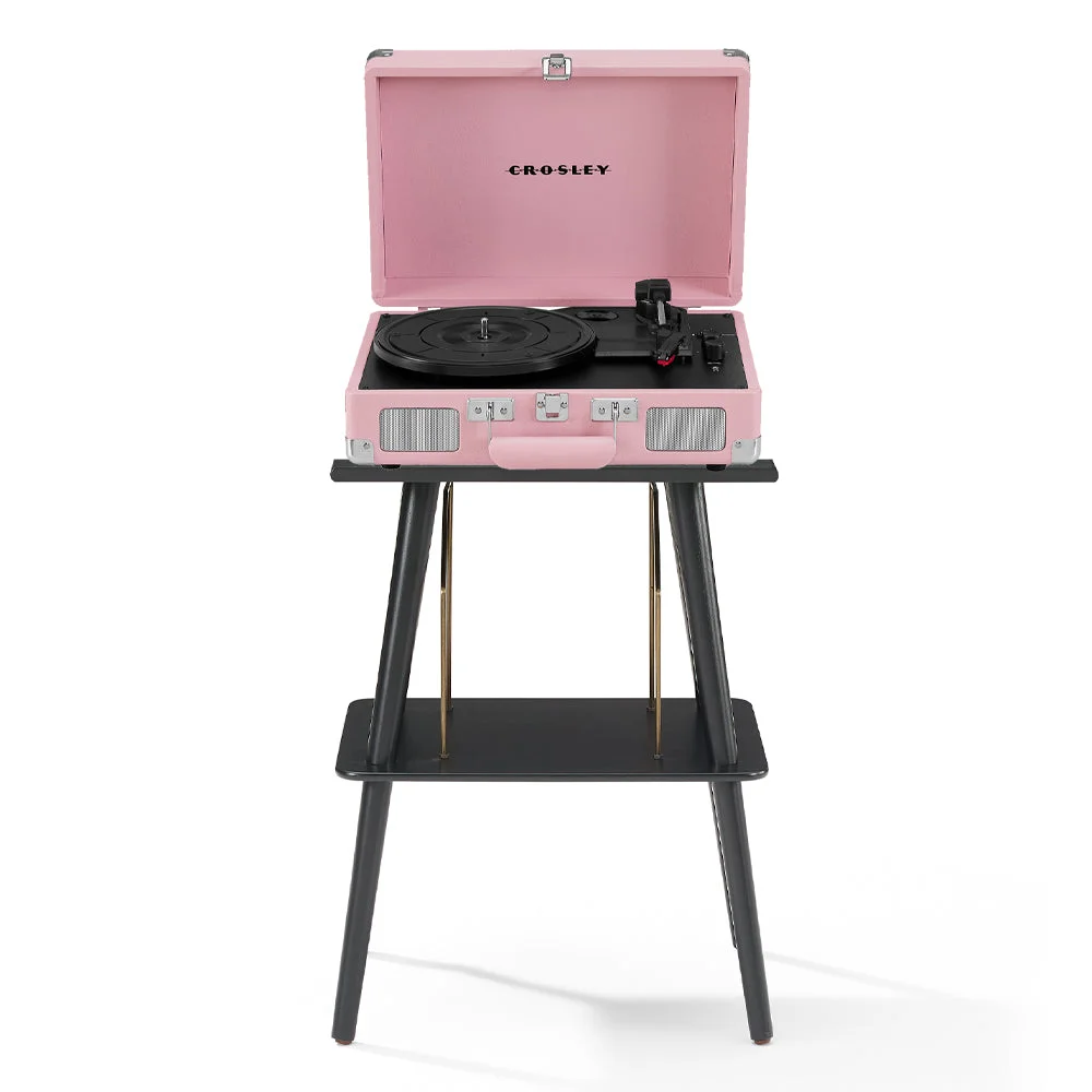 Crosley Cruiser Bluetooth Portable Turntable + Crosley Turntable Stand Bundle- Blush Pink
