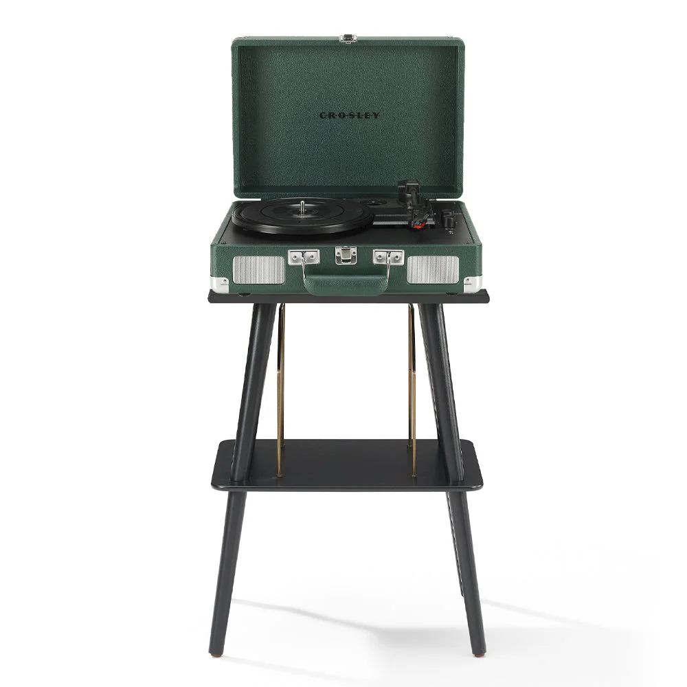 Crosley Cruiser Bluetooth Portable Turntable + Crosley Turntable  Stand Bundle - Emerald Green