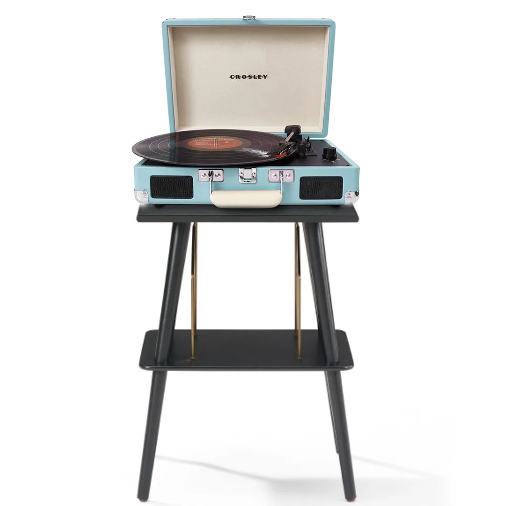 Crosley Cruiser Bluetooth Portable Turntable + Crosley Turntable Stand Bundle - Turquoise
