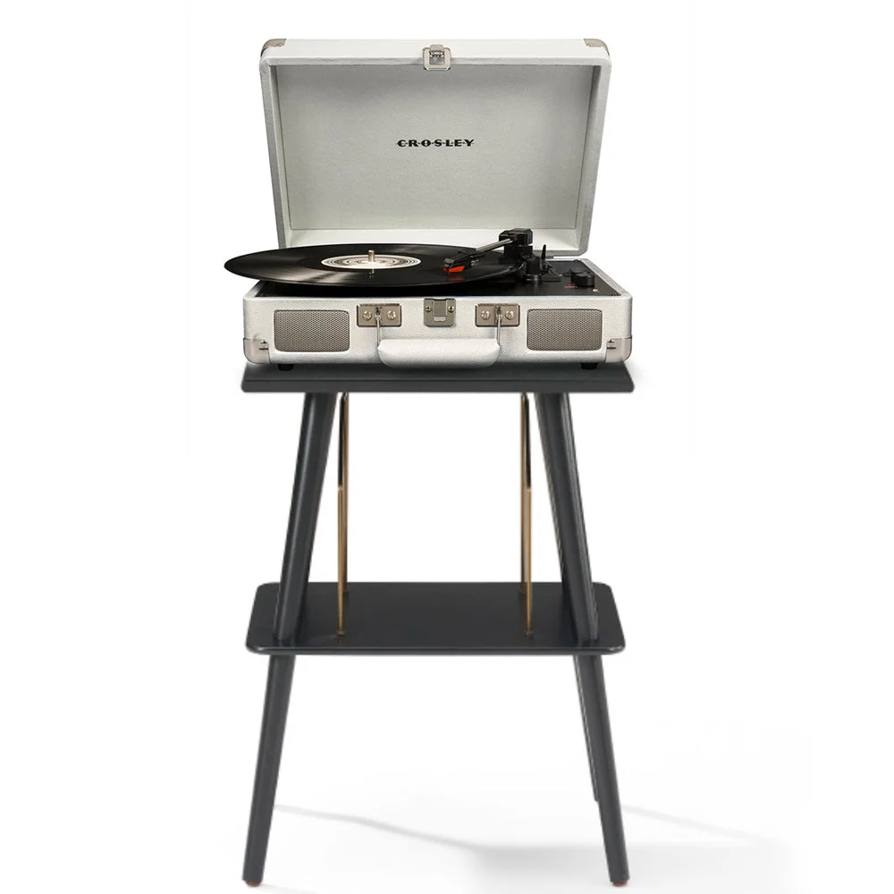 Crosley Cruiser Bluetooth Portable Turntable + Crosley Turntable  Stand Bundle- White Sands