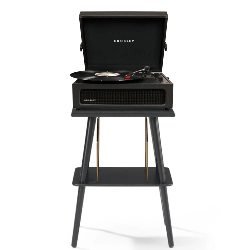 Crosley Voyager Bluetooth Portable Turntable + Crosley Turntable Stand Bundle - Black