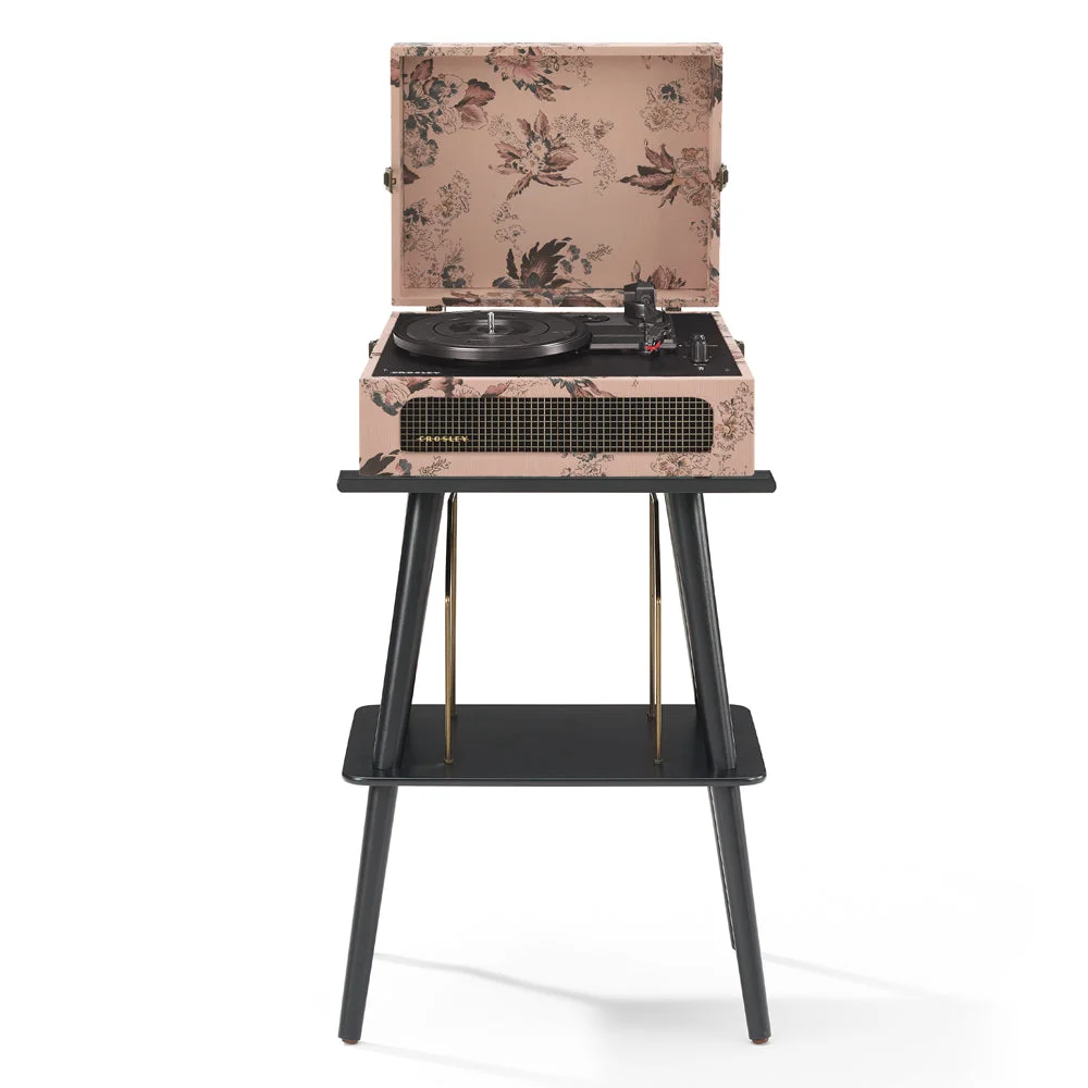 Crosley Voyager Bluetooth Portable Turntable + Turntable Stand Bundle - Floral