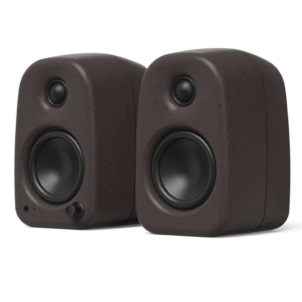 Kanto UKI 100W Desktop Speakers with Bluetooth, USB-C, Headphone out, Pumice (Speckled Brown), Pair