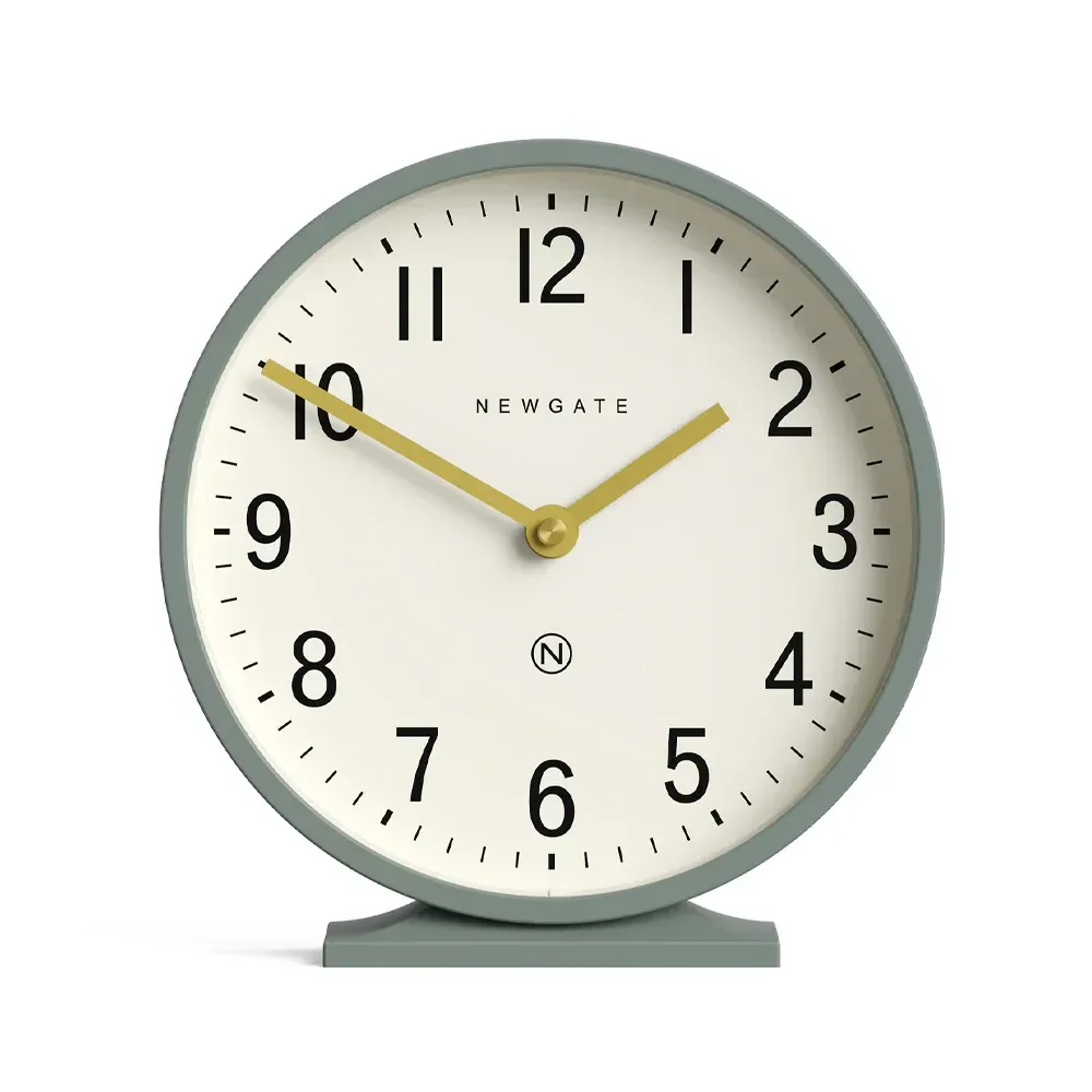 Newgate Q Mantel Clock in Asparagus Green, 21cm