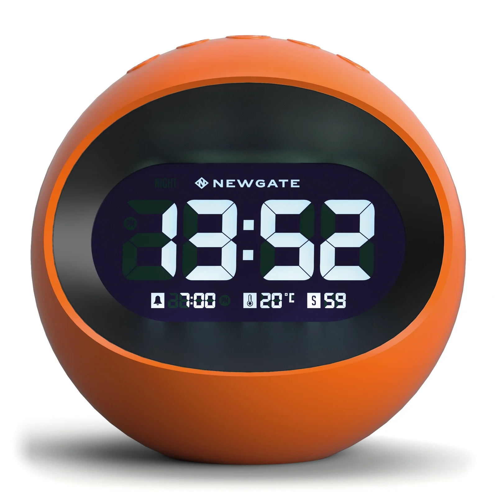 Newgate Centre Of The Earth LCD Alarm Clock Pumpkin Orange 10.5cm