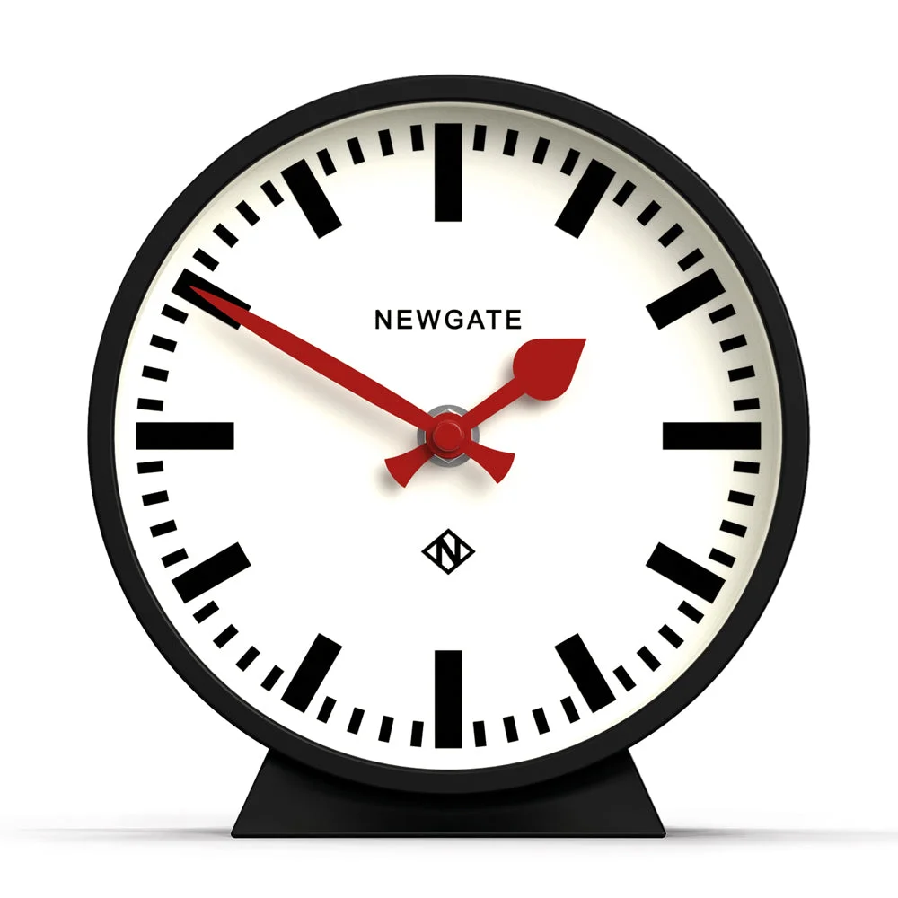 Newgate Railway Mantel Clock Cave Black Silent Sweep