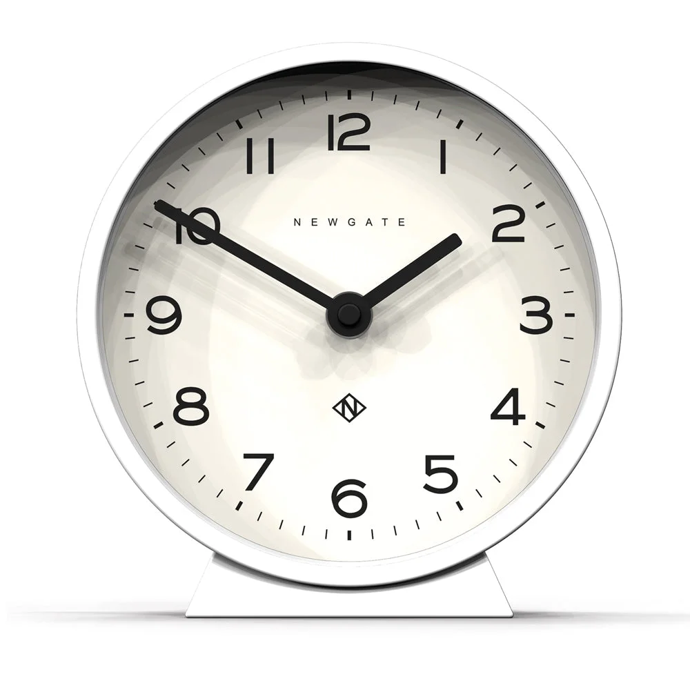 Newgate M Mantel Clock Pebble White Silent Sweep 16cm