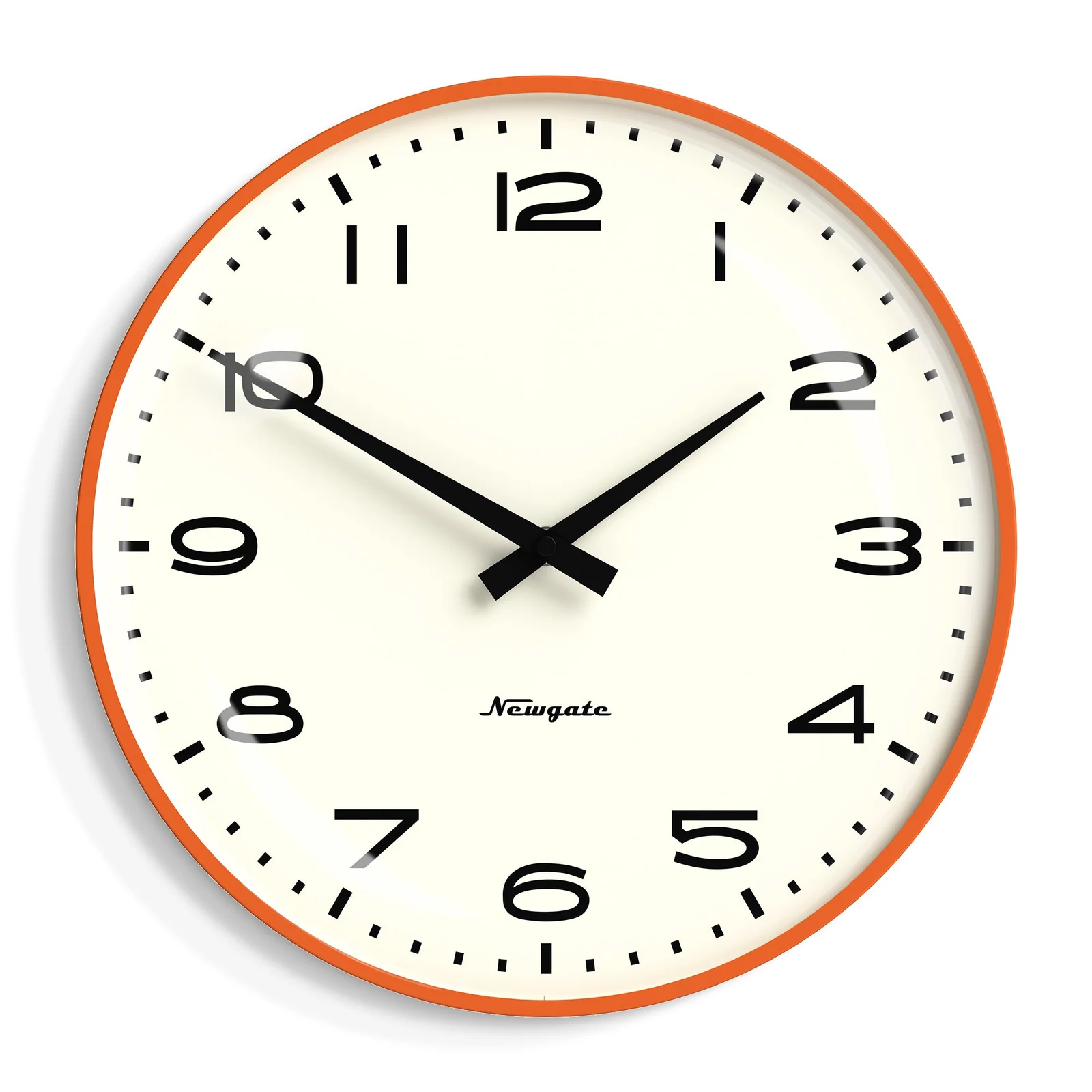 Newgate Radio City Wall Clock Black Arabic Dial - Matte Pumpkin Orange