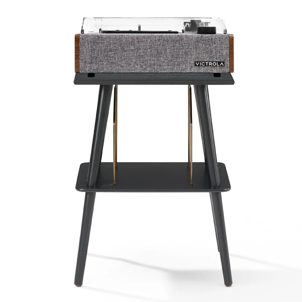 Victrola Eastwood II Turntable - Walnut + Turntable Stand Bundle - Black