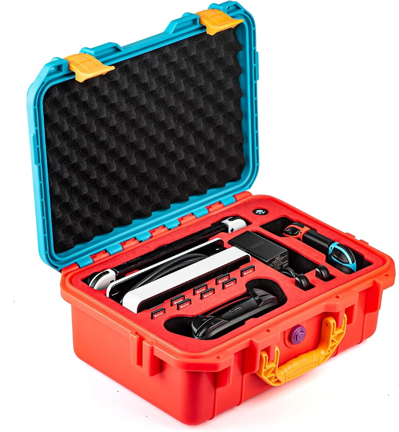 DEVASO Carrying Case for Nintendo Switch OLED Case, Professional Safe Hard-Red & Blue