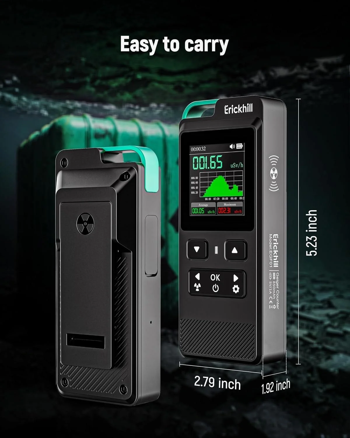 ERICKHILL 3 in 1 EMF Detector, Electromagnetic Field Radiation Detector for EF, RF, MF, WiFi,5G Signal,Triple Alarm Modes, Type-C Charging, EMF Meter  thumbnail 5