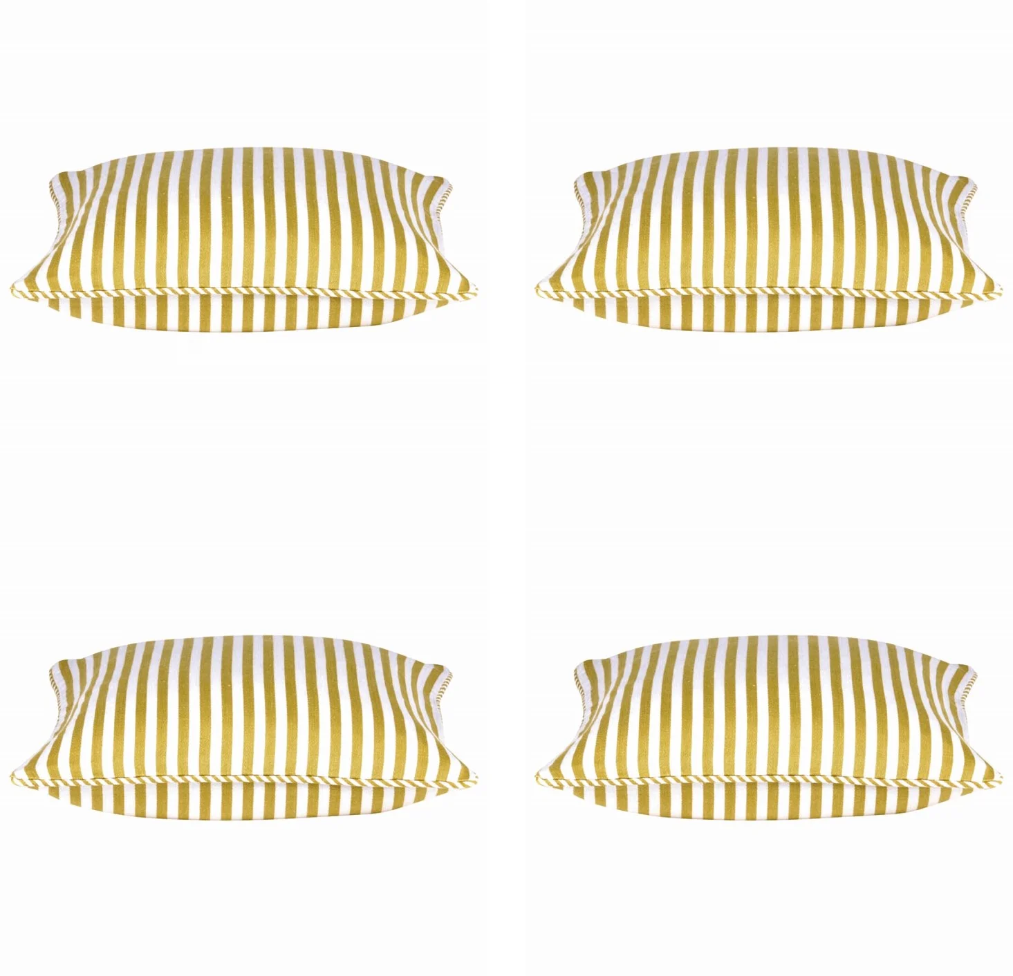 Pack of 4 Dandi Mustard Yellow & White Striped Square Cushion Covers 40x40cm