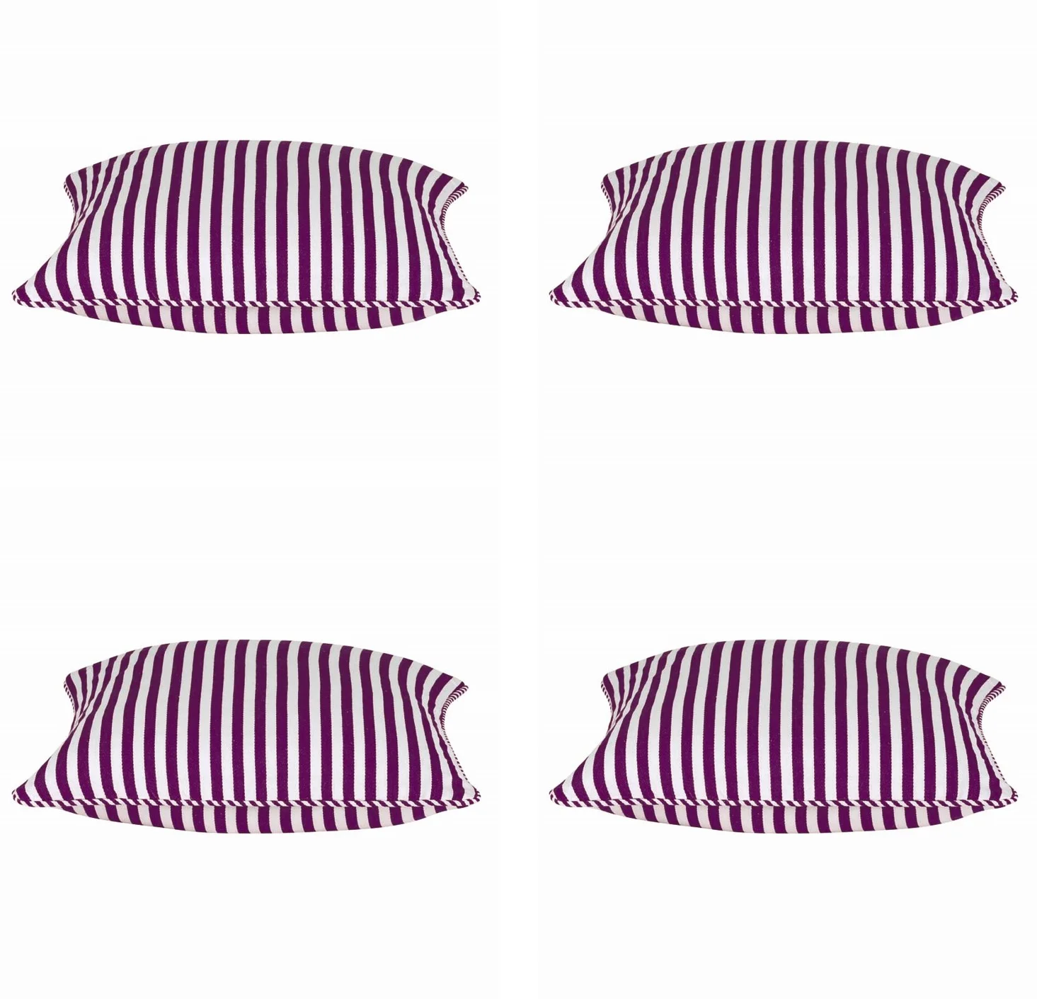 Pack of 4 Dandi Fuchsia Plum Purple & White Striped Square Cushion Covers 40x40cm