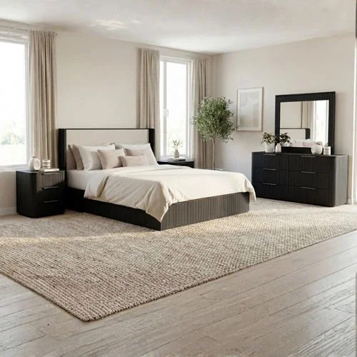 Bedroom Suite 4 Pcs In Black Colour with Dresser