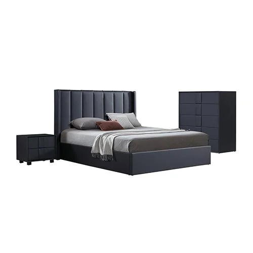 Gas Lift Bedroom Suite MDF Fabric in King Black