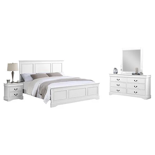 4 Pcs Bedroom Suite Solid MDF Queen White 