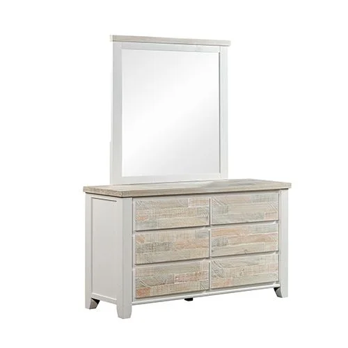Dressing Chest with Mirror Coastal Mirror Grey and Miami White Colour 6 Drawers