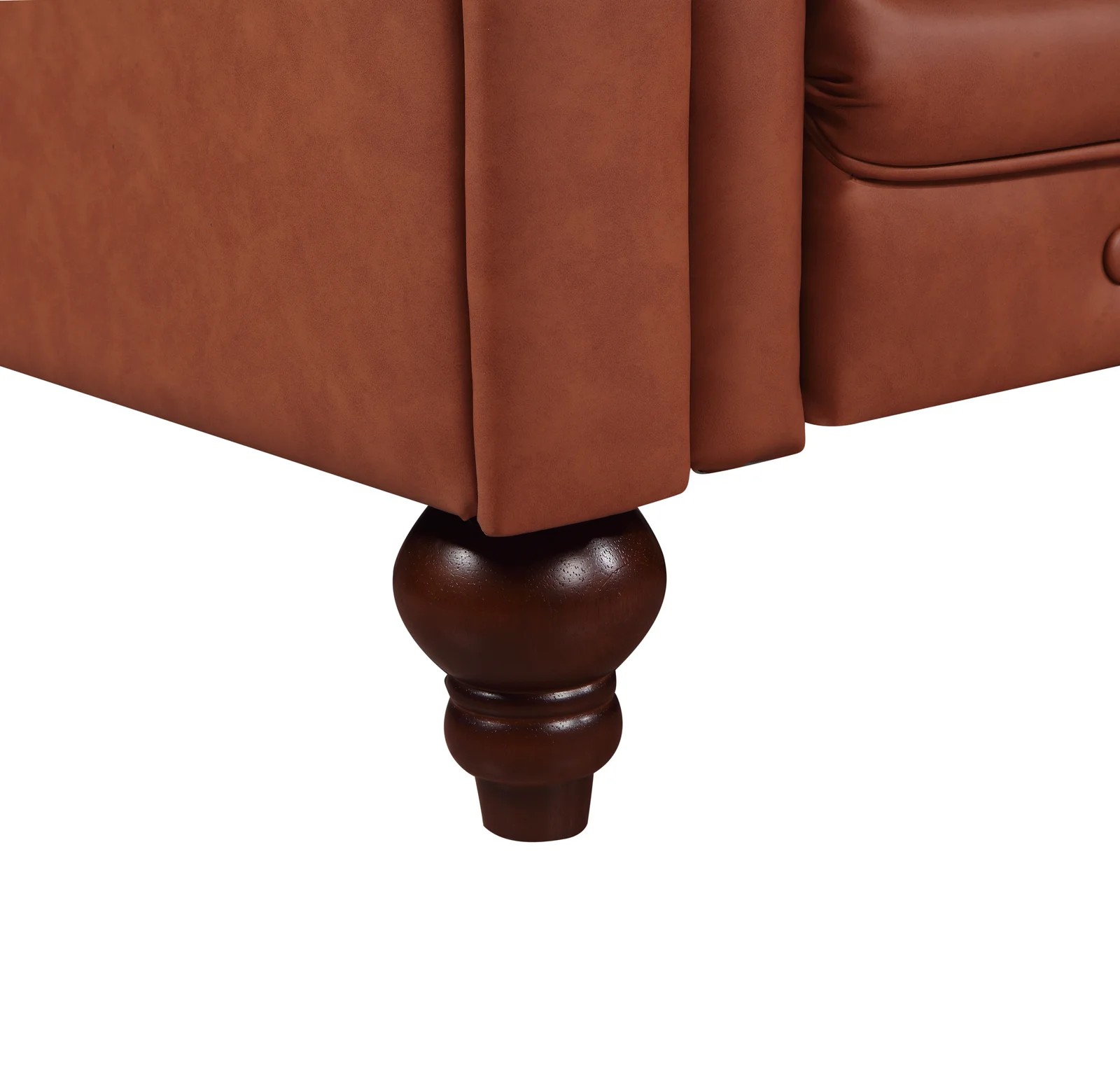Single Seater Brown Sofa Lounge Button Tufted in Faux Leather thumbnail 6