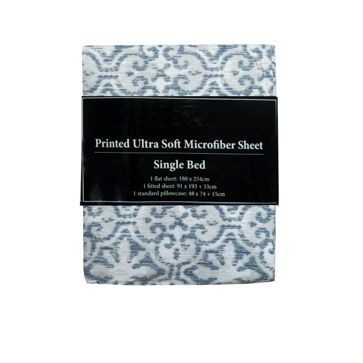 Printed Microfiber Sheet Set Single Silver Imperial