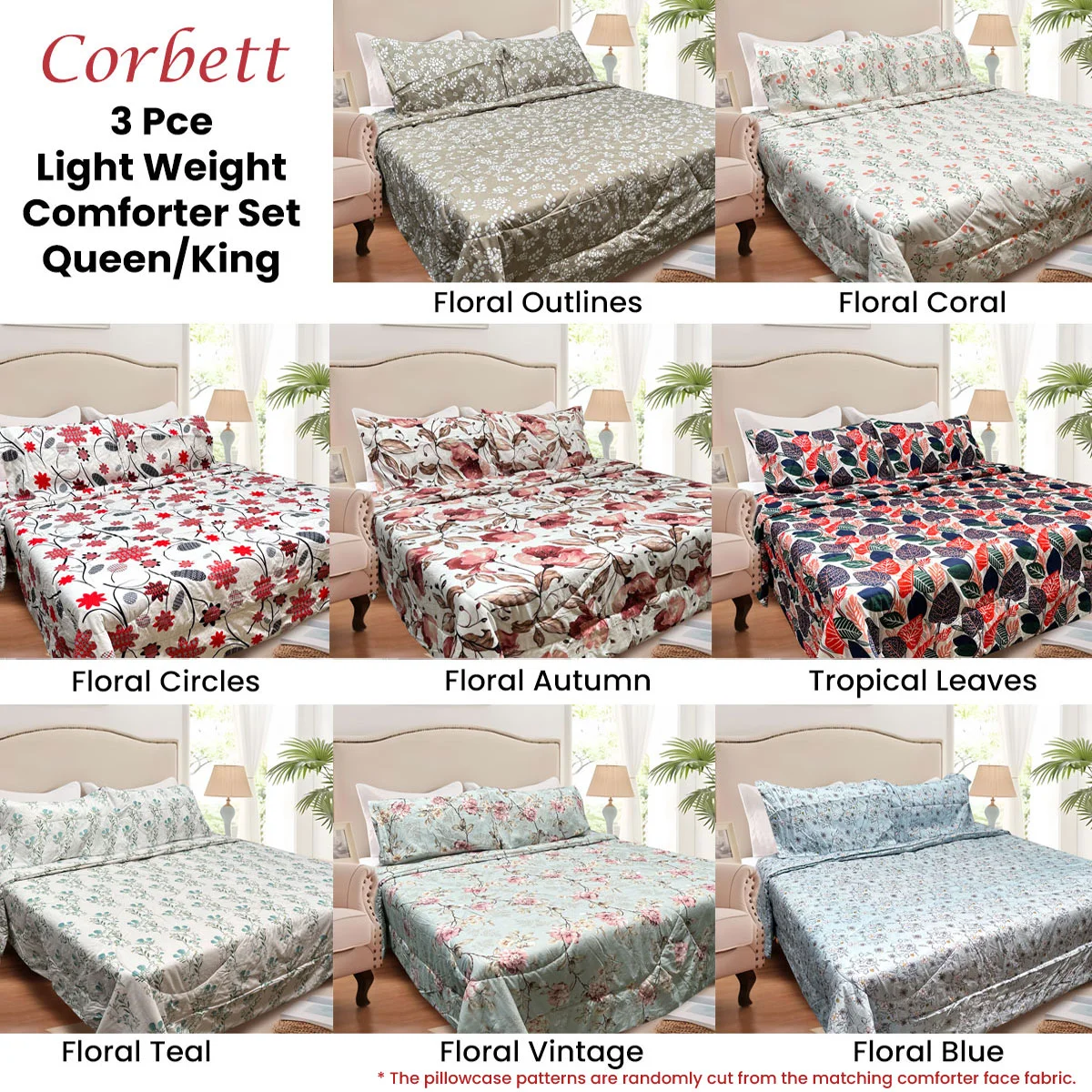 Hotel Living 3 Pce Light Weight Comforter Set Queen/King Corbett Floral Vintage thumbnail 3