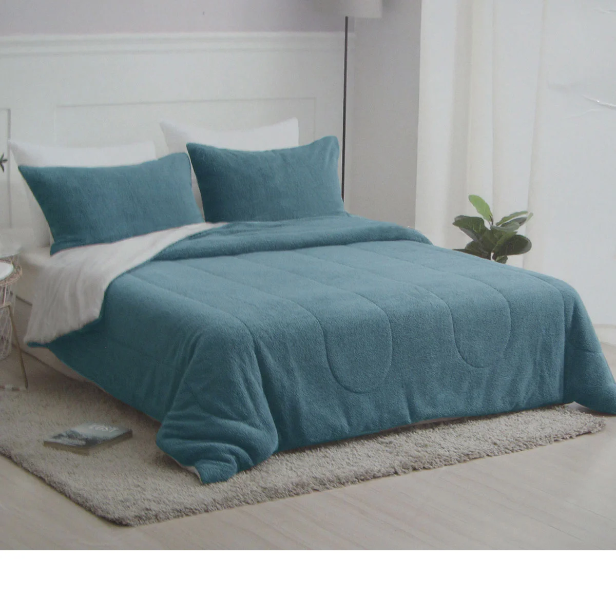 Nolan Steel Blue 4 Piece Comforter Set Queen