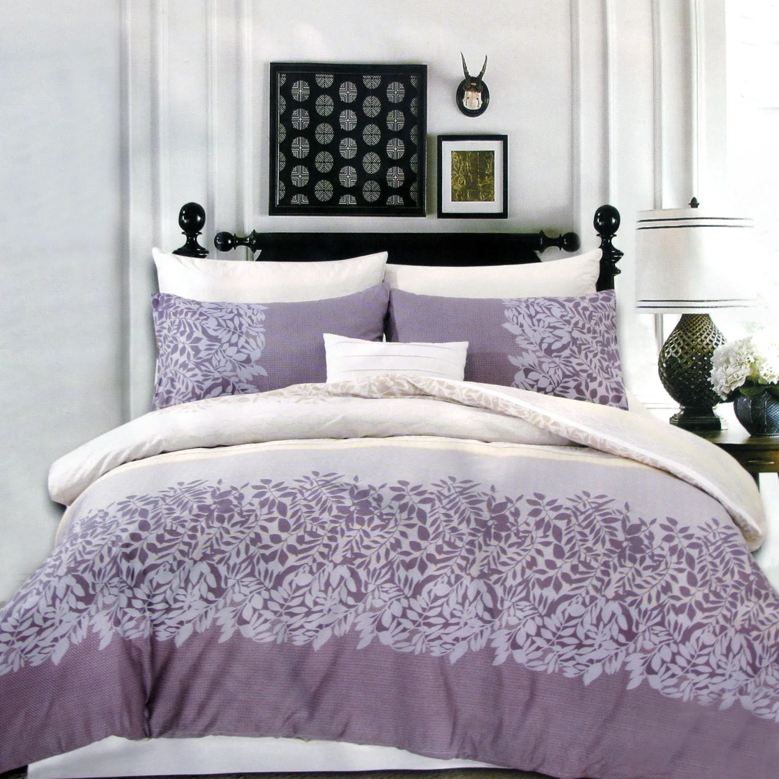 250TC Cotton Reversible Quilt Cover Set Alice's Garden Queen