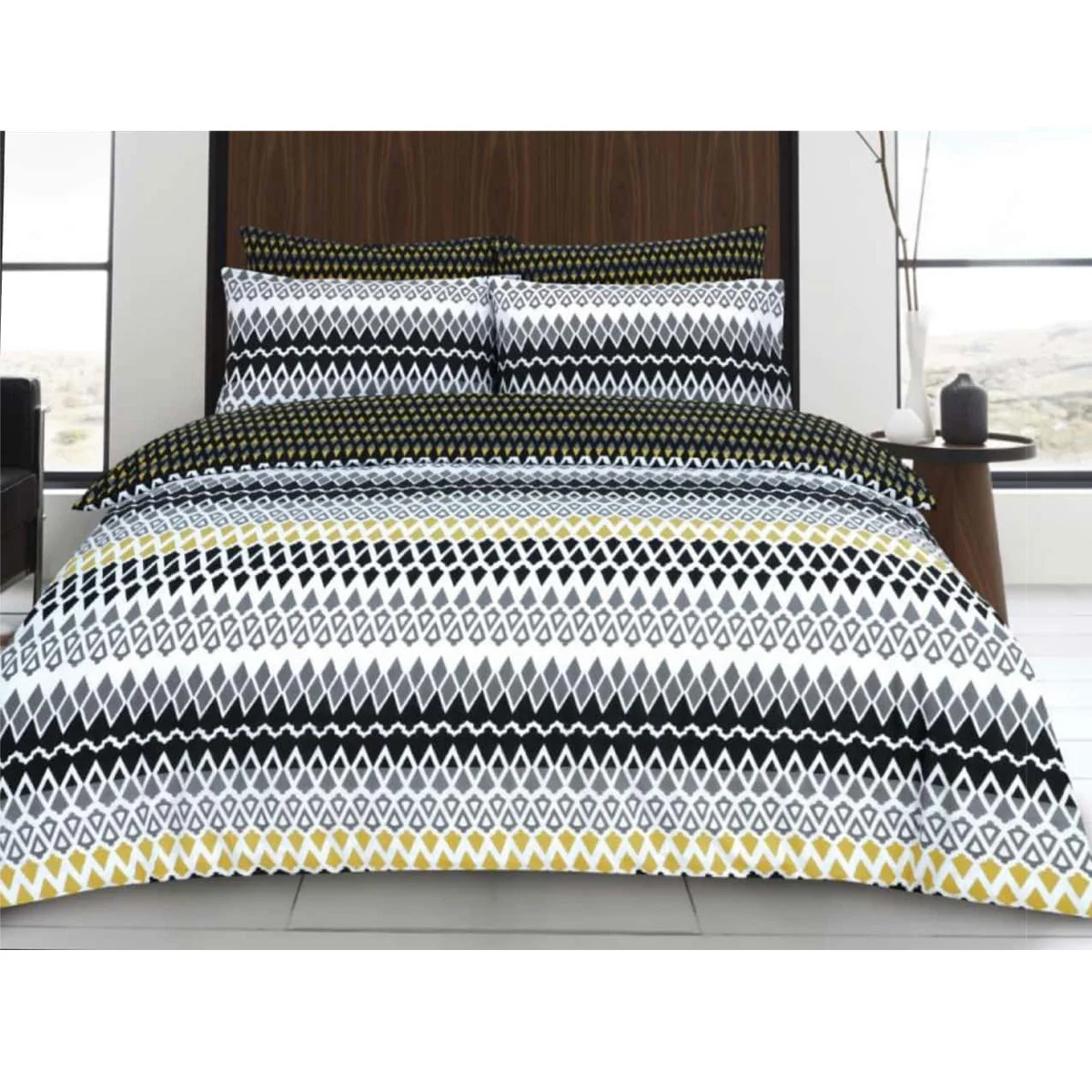 Gene Digital Black Quilt Cover Set King