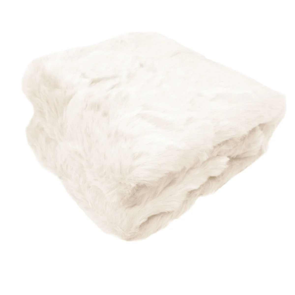 Ariana Long Fleece Faux Fur Throw Rug Cream