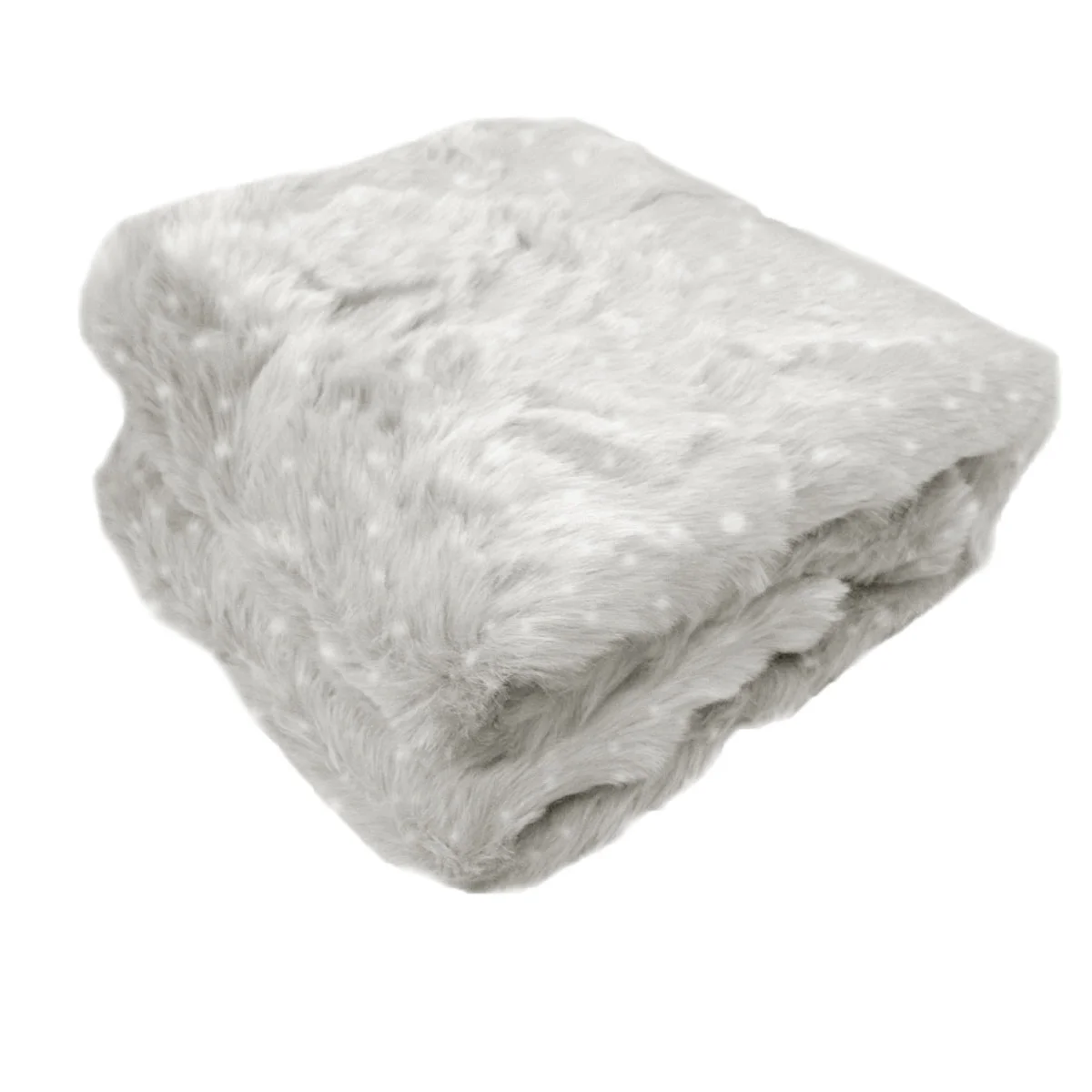 Ariana Long Fleece Faux Fur Throw Rug Silver Dot