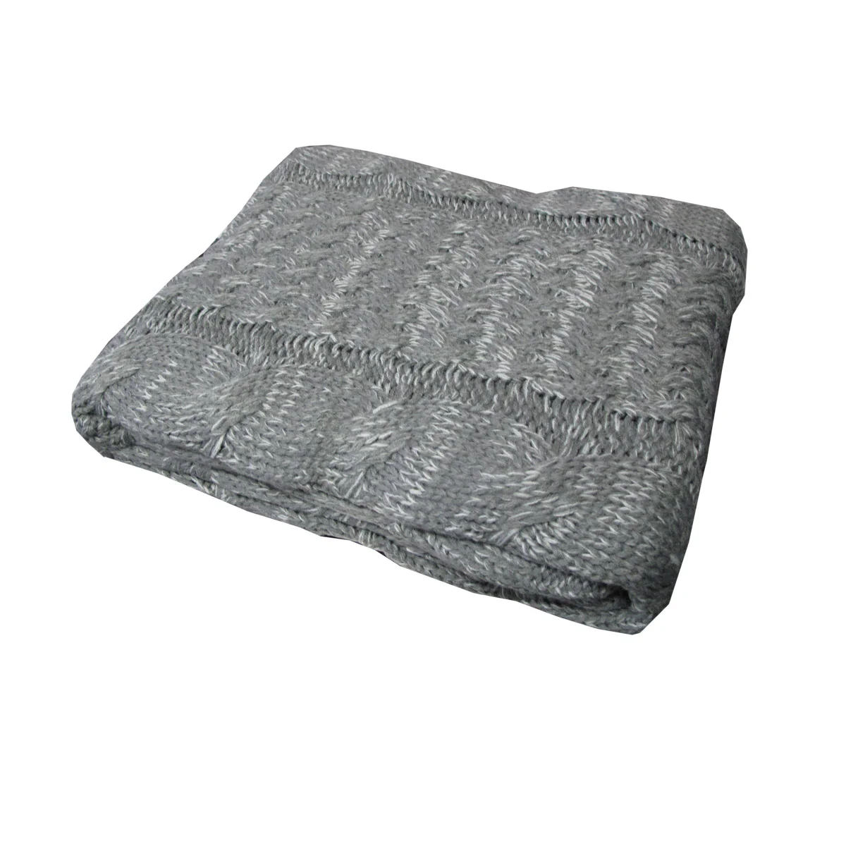 Cable Grey Knitted Throw Rug