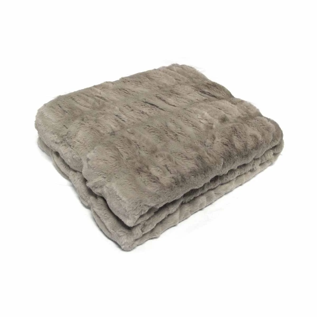 Harper Soft Ruched Pattern Faux Fur Throw Rug 127 x 152 cm Mocha