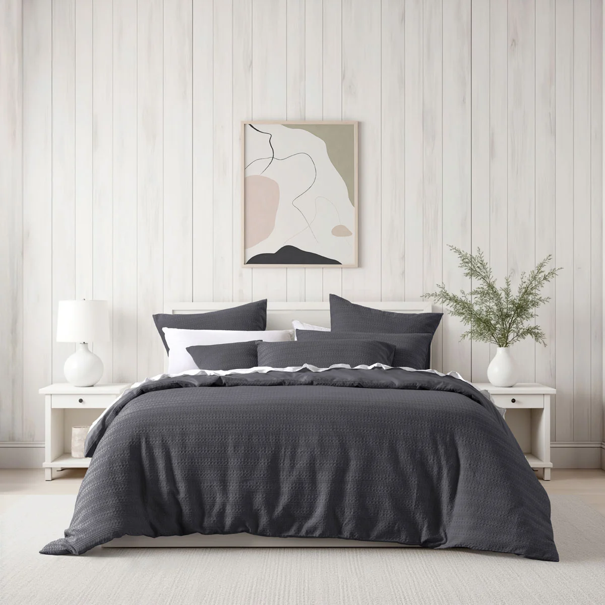 Bianca Kahlani Charcoal Waffle Quilt Cover Set King