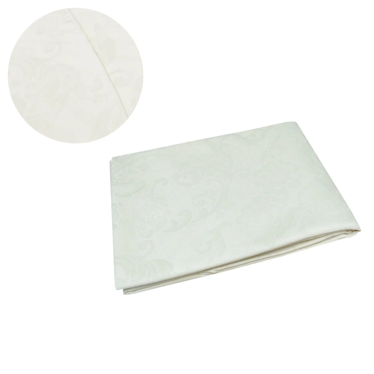 Damask Jacquard Polyester Tablecloth 180cm Round Rose Garden Cream