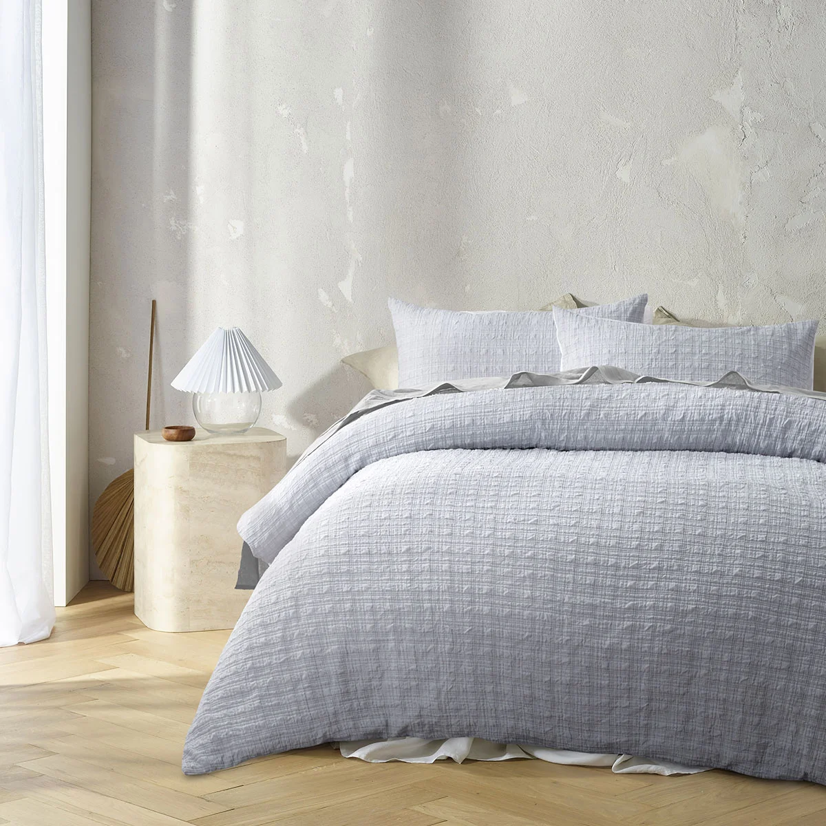 Accessorize Augusta Grey Ruched Quilt Cover Set Double