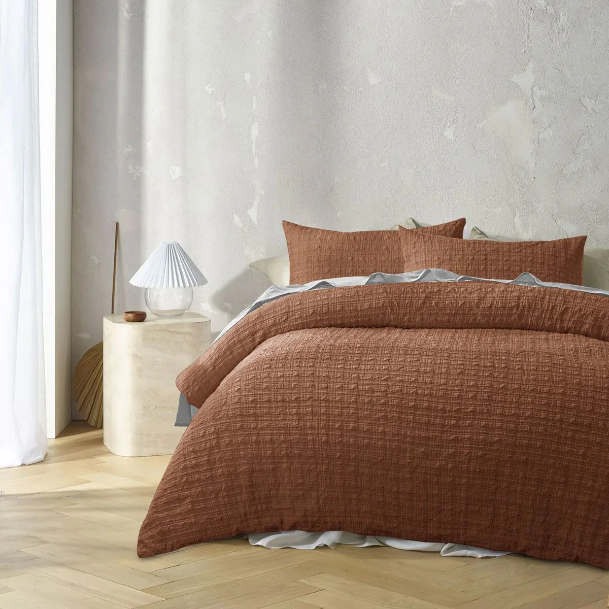 Accessorize Augusta Terracotta Crinkled Look Quilt Cover Set Single