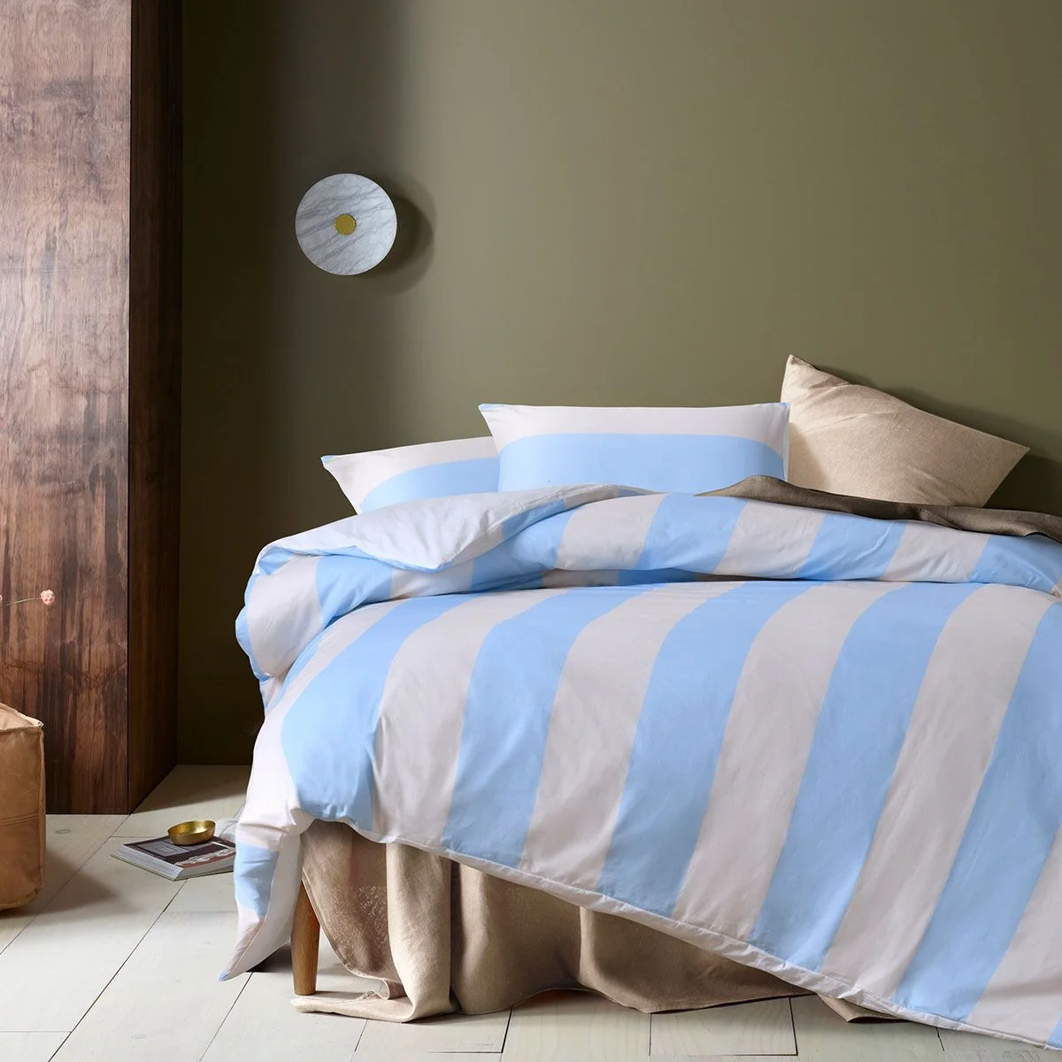 Accessorize Regency Blue Striped Washed Cotton Quilt Cover Set Super King