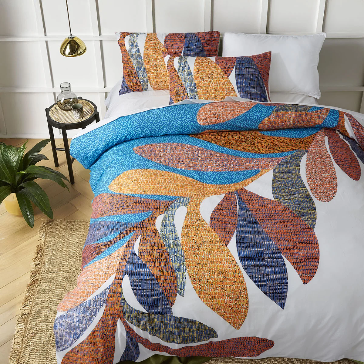 Accessorize Sorrel White Cotton Foliage Quilt Cover Set Single