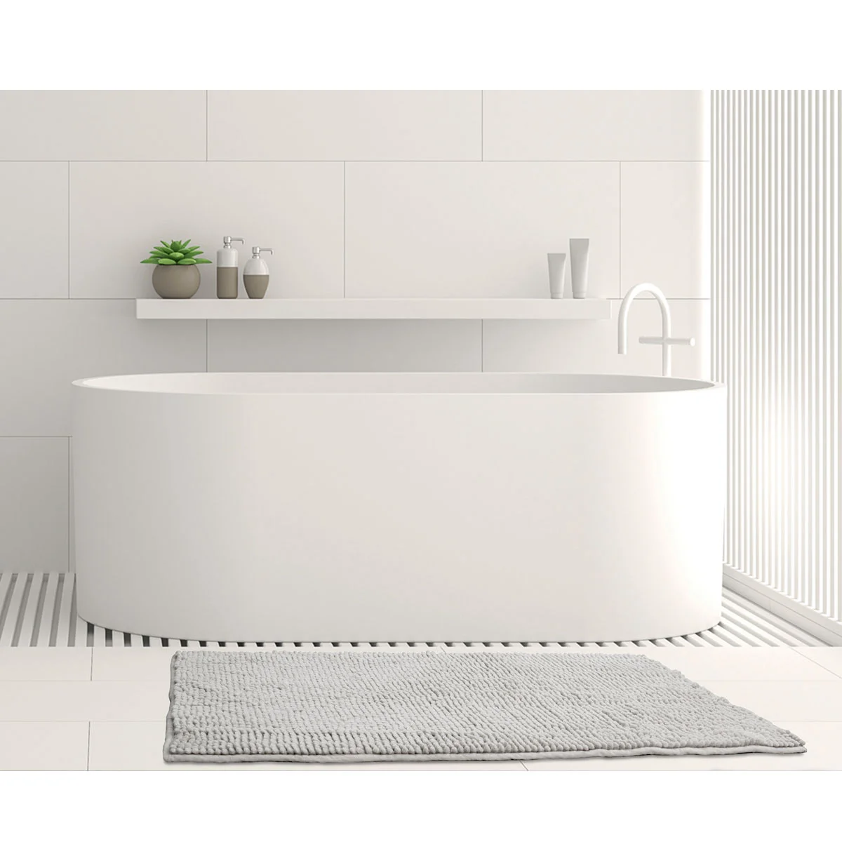 Toggle Microfiber Bath Mat Medium Silver