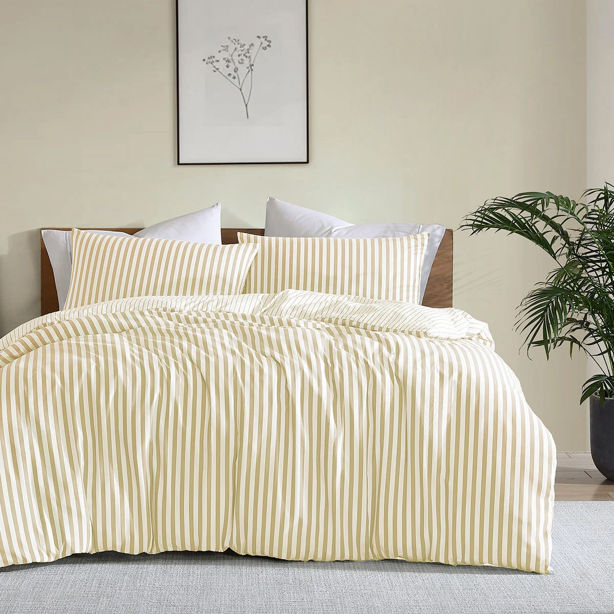 Ardor Frankie Yellow Stripe Yarn Dyed Reversible Quilt Cover Set King