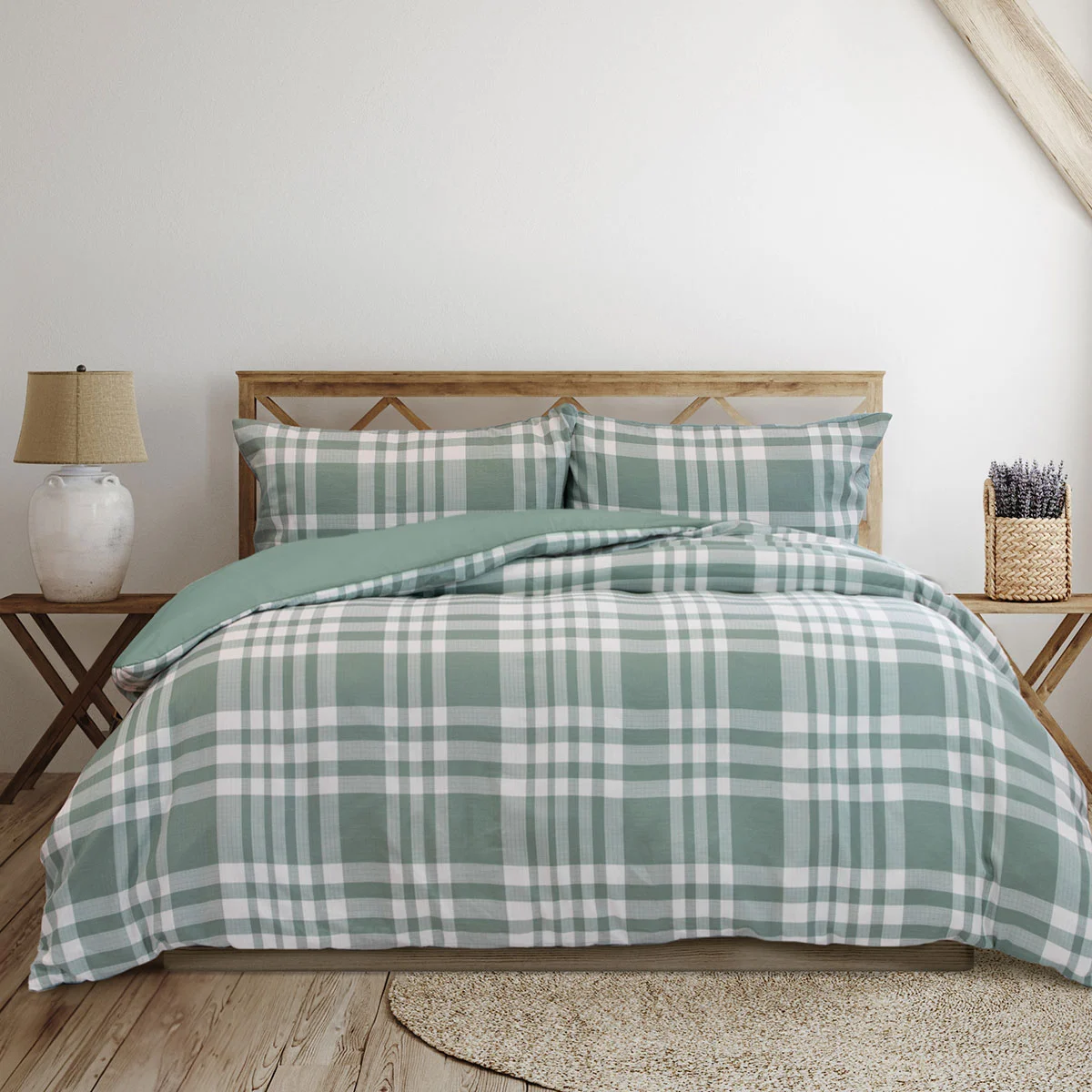 Ardor Ronan Green Plaid Jacquard Quilt Cover Set Queen