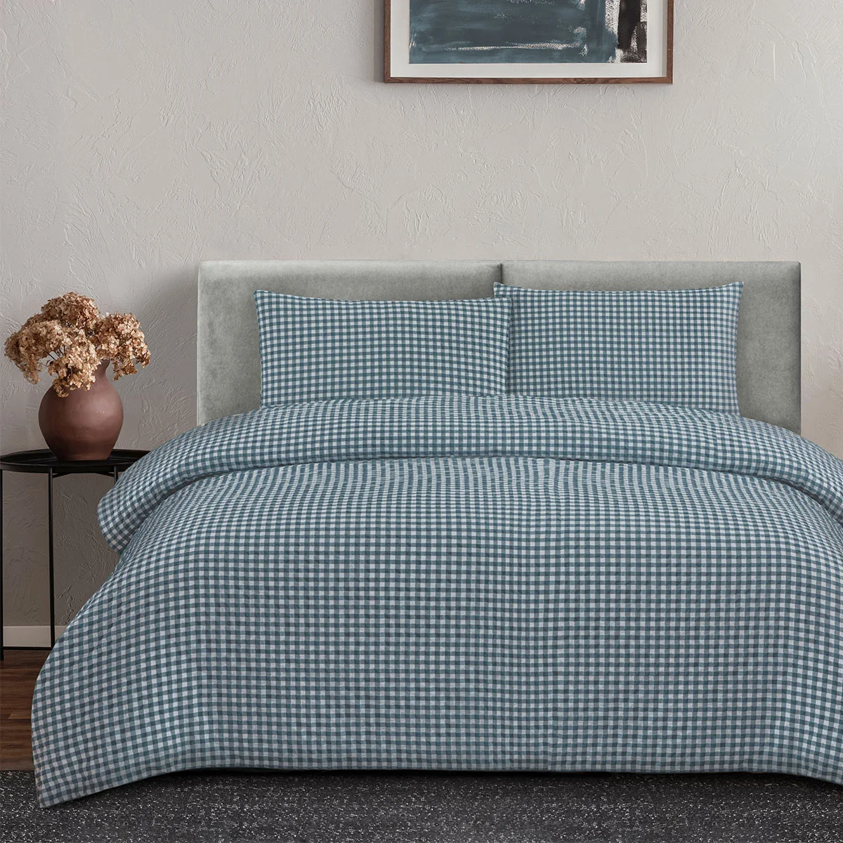 Ardor Rowe Teal Textured Seersucker Quilt Cover Set King