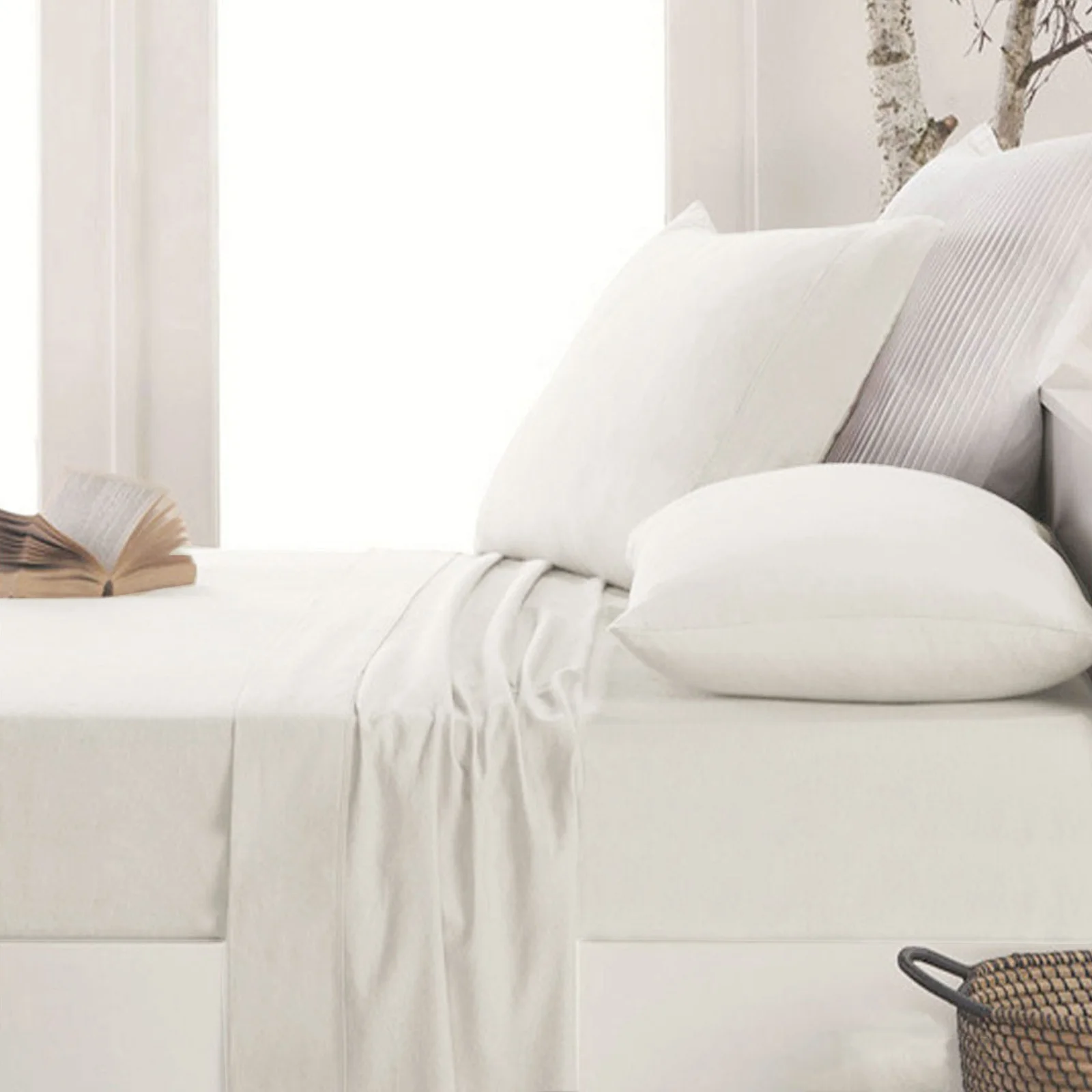 Apartmento Easy-care Micro Flannelette Sheet Set Snow King Single