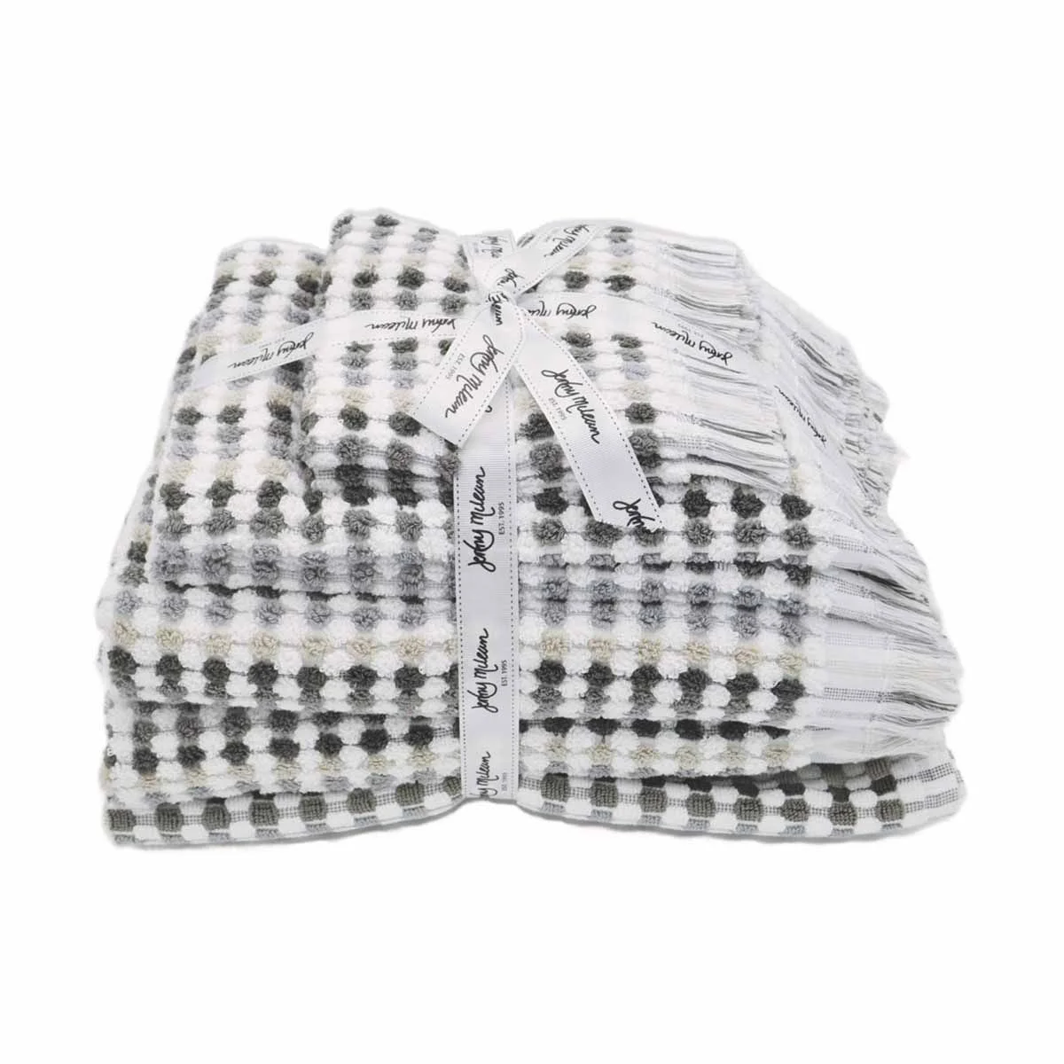 Jenny Mclean Pom Pom Cotton Set of 7 Towel Set Grey Tones