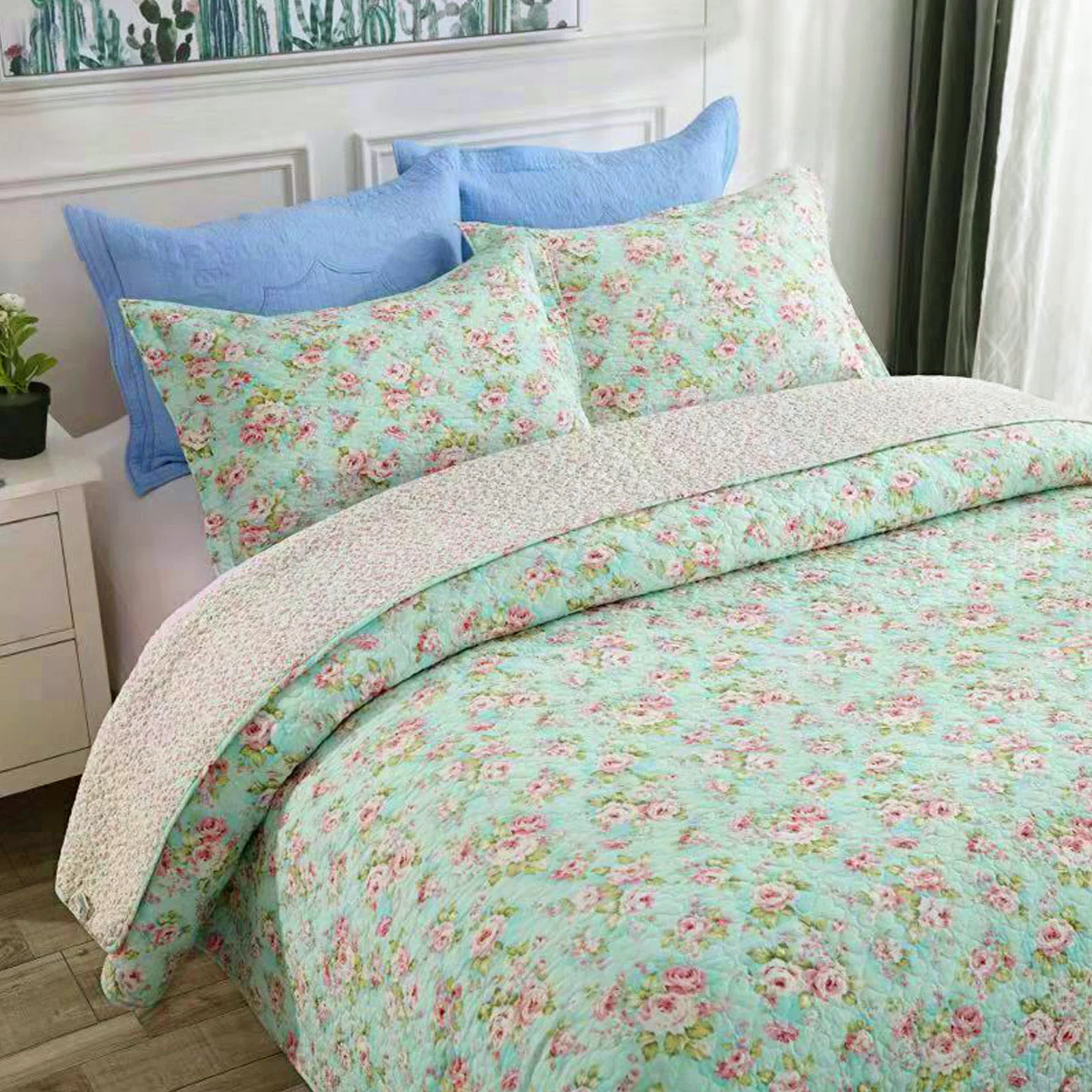 100% Cotton Cover Lightly Quilted Coverlet Set Isabella Multi Queen